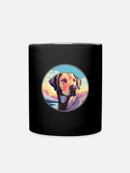 Labrador Retriever Hund Rasse Cartoon Kawaii Waterc - Tasse einfarbig - Schwarz