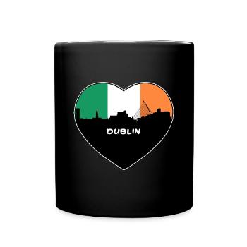 Dublin Irland Flagge Skyline Reise Souvenir - Tasse einfarbig - Schwarz - Vorne