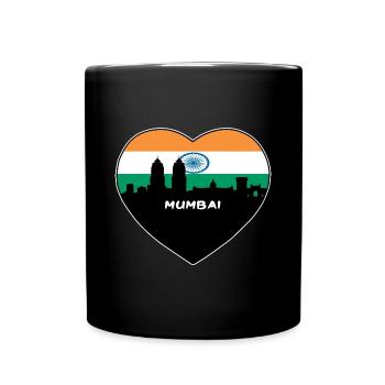 Mumbai Indien Flagge Skyline Reise Souvenir - Tasse einfarbig - Schwarz - Vorne