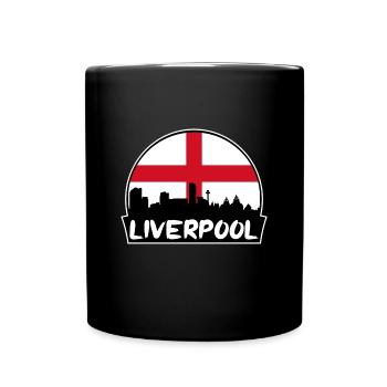 Liverpool England Flagge Skyline Silhouette Reisen - Tasse einfarbig - Schwarz - Vorne