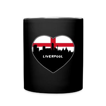 Liverpool England Flagge Skyline Reise Souvenir - Tasse einfarbig - Schwarz - Vorne