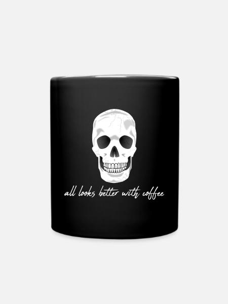 Kaffee Koffein Totenkopf - Tasse einfarbig - Schwarz