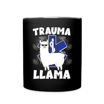Trauma Llama Sanitäter Rettungsdienst - Tasse einfarbig - Schwarz - Vorne