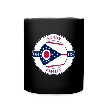 Akron Ohio Flagge USA Reise Souvenir Abzeichen - Tasse einfarbig - Schwarz - Vorne