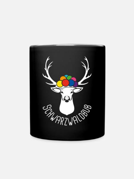 Hirsch Schwarzwaldbub weiss - Tasse einfarbig - Schwarz