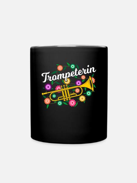 Trompeterin Trompete Blumen Trompetespielerin - Tasse einfarbig - Schwarz