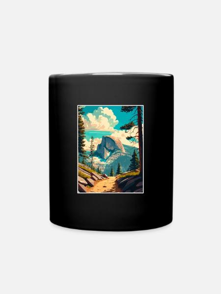 Half Dome Trail Yosemite Kalifornien Reiseposter - Tasse einfarbig - Schwarz