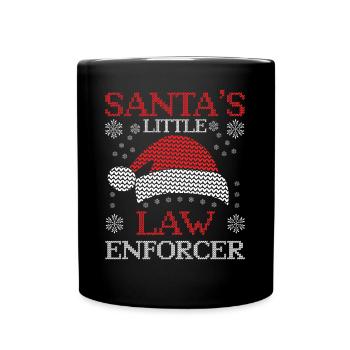 Der kleine Gesetzeshüter vom Weihnachtsmann Polize - Tasse einfarbig - Schwarz - Vorne