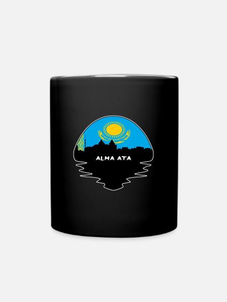 Alma Ata Kasachstan Flagge Skyline Silhouette Reisen - Tasse einfarbig - Schwarz