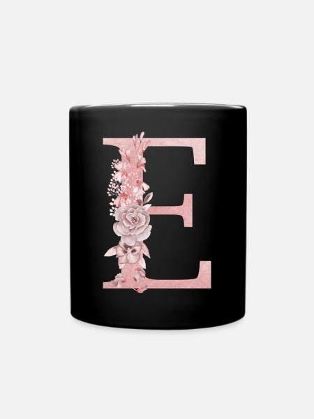 Florale Glitzer E - Tasse einfarbig - Schwarz