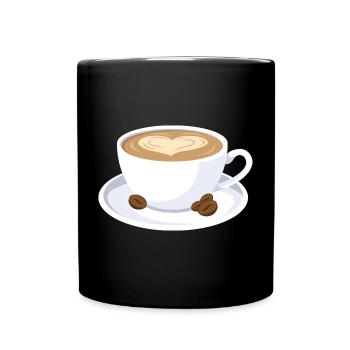 Kaffee Tasse Capuccino Milchkaffee Geschenk - Tasse einfarbig - Schwarz - Vorne