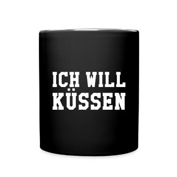 Ich will küssen - Tasse einfarbig - Schwarz - Vorne