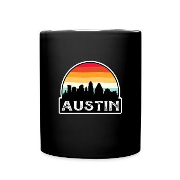 Austin Texas USA Flagge Skyline Reisesouvenir - Tasse einfarbig - Schwarz - Vorne