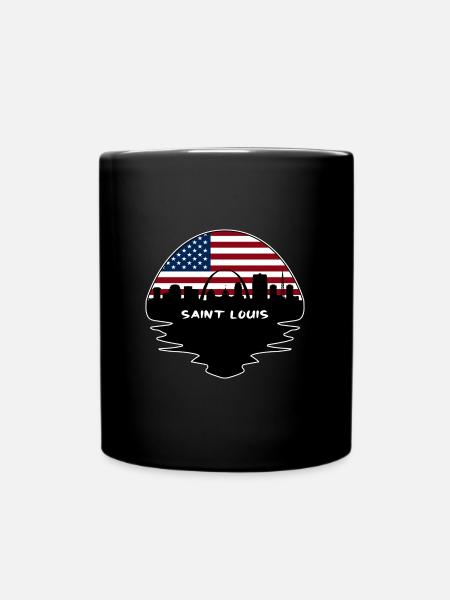Saint Louis Missouri Usa-Flaggen-Skyline-Schattenbild T - Tasse einfarbig - Schwarz