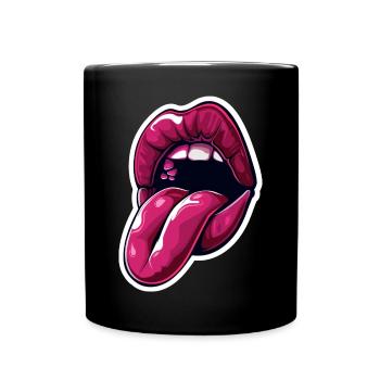 Sticker Zunge - Tasse einfarbig - Schwarz - Vorne