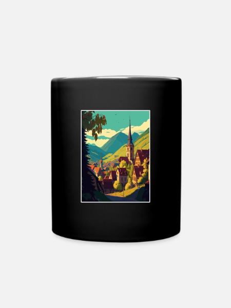 Transsilvanien Rumänien Village Zimmer Reiseposter - Tasse einfarbig - Schwarz