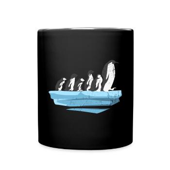 Watschelnde Pinguinfamilie Eisscholle - Tasse einfarbig - Schwarz - Vorne