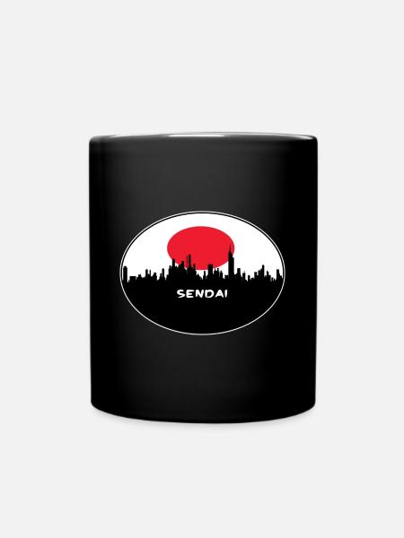 Sendai-Japan-Flaggen-Skyline-Schattenbild-Reise - Tasse einfarbig - Schwarz