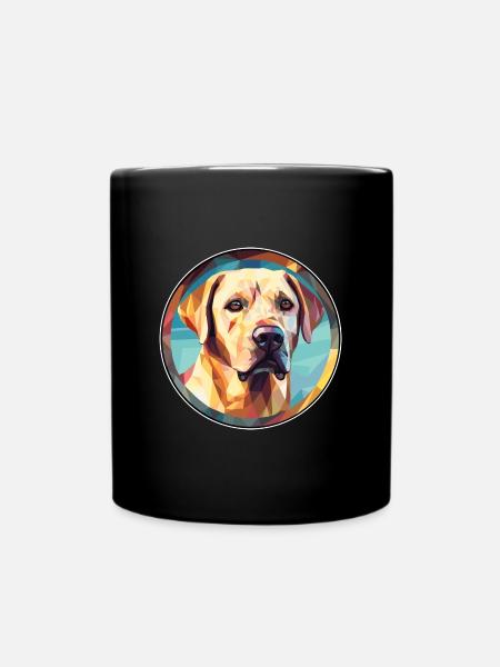 Labrador Retriever Hund Buntes Glas Bunter Wagen - Tasse einfarbig - Schwarz