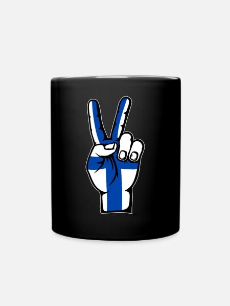 Finnland Flagge Frieden Victory Symbol - Tasse einfarbig - Schwarz