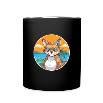 Rotluchs Aquarell Cartoon Kawaii Clipart Tier - Tasse einfarbig - Schwarz - Vorne