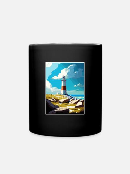 Portland England Leuchtturm Vintage Reiseposter - Tasse einfarbig - Schwarz