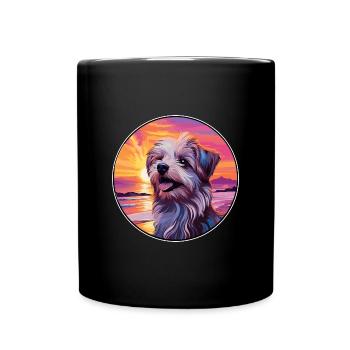 Pyrenäen-Schäferhund-Rasse buntes Karikatur-Wasser - Tasse einfarbig - Schwarz - Vorne