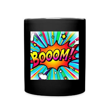 regenbogenstrahl comic style mit kaboom - Tasse einfarbig - Schwarz - Vorne