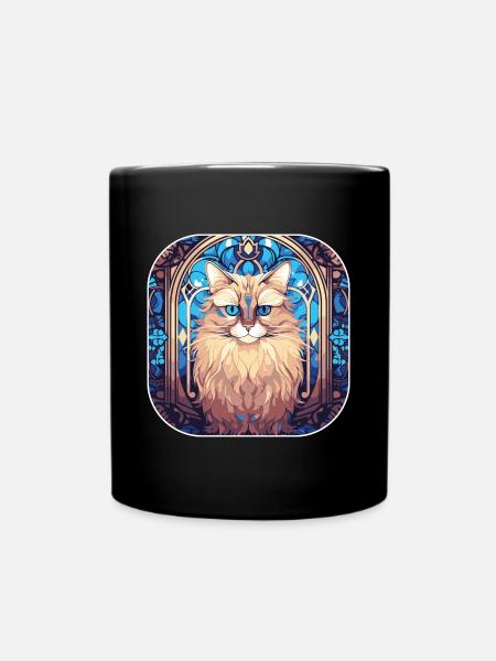 Bunte Birmakatzenrasse Aquarellmalerei - Tasse einfarbig - Schwarz