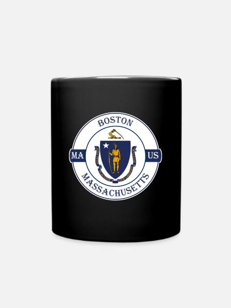 Boston Massachusetts Flagge USA Souvenir Abzeichen - Tasse einfarbig - Schwarz