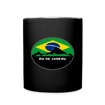 Rio De Janeiro Brasilien Flagge Skyline Silhouette Trav - Tasse einfarbig - Schwarz - Vorne