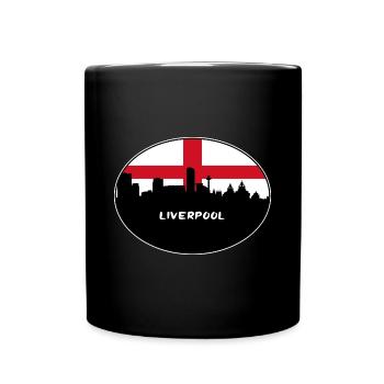 Liverpool England Flagge Skyline Reise Souvenir - Tasse einfarbig - Schwarz - Vorne
