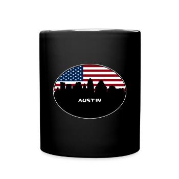 Austin Texas USA Flagge Skyline Reise Souvenir - Tasse einfarbig - Schwarz - Vorne