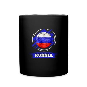 Russia Fußball - Ball in Russland Farben - Tasse einfarbig - Schwarz - Vorne