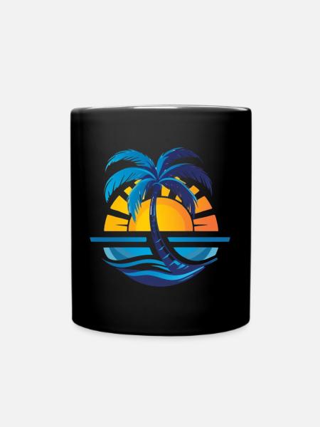 Urlaubszeit - Tasse einfarbig - Schwarz