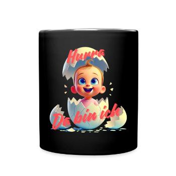 Hurra - Da bin da / Mädchen - Tasse einfarbig - Schwarz - Vorne