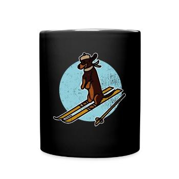 Schneefreudiger Skihund Winterurlaub - Tasse einfarbig - Schwarz - Vorne