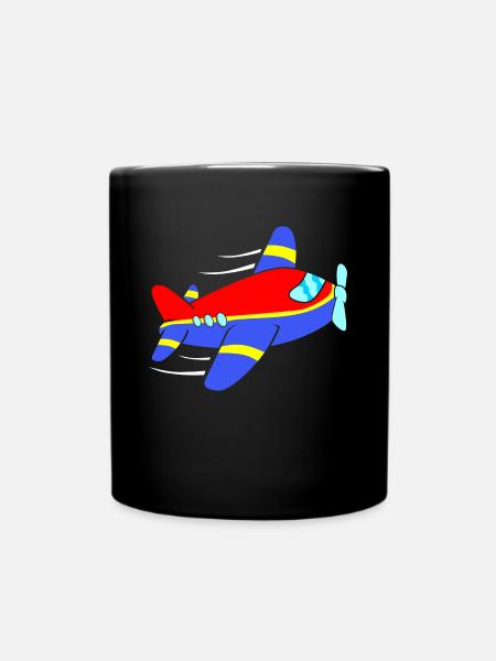 Flugzeug Flieger - Tasse einfarbig - Schwarz