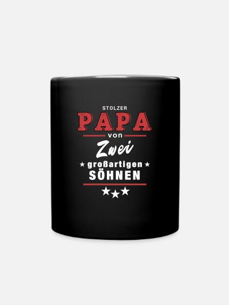 stolzer Papa Söhnen Familie - Tasse einfarbig - Schwarz