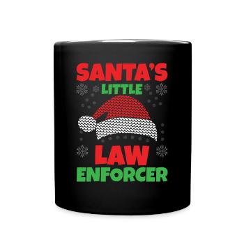 Der kleine Gesetzeshüter vom Weihnachtsmann Polize - Tasse einfarbig - Schwarz - Vorne