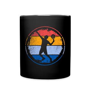 Vintage Padel Spieler Design mit Padelspieler - Tasse einfarbig - Schwarz - Vorne