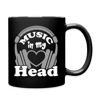 Music in my Head Kopfhörer Headphone DJ Herz  - Tasse einfarbig - Schwarz - Rechts