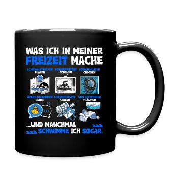 Was ich in meiner Freizeit mache - Schwimmen - Tasse einfarbig - Schwarz - Rechts