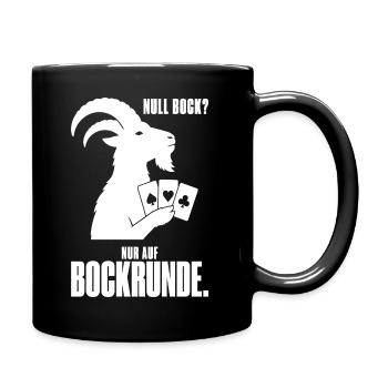 Null Bock nur auf Bockrunde – Doppelkopf Spruch - Tasse einfarbig - Schwarz - Rechts