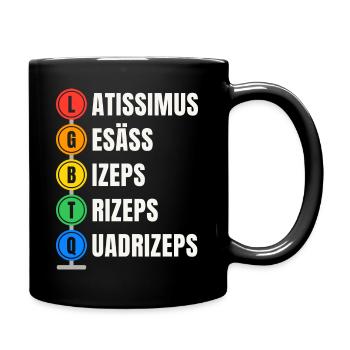 LGBTQ Latissimus Gesäß Bizeps Trizeps Quadrizeps - Tasse einfarbig - Schwarz - Rechts