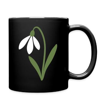 Schneeglöckchen Blumen floral Pflanzen Zeichnung - Tasse einfarbig - Schwarz - Rechts