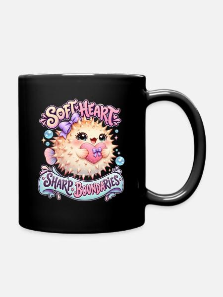 Sanftes Herz: Klare Grenzen - Tasse einfarbig - Schwarz