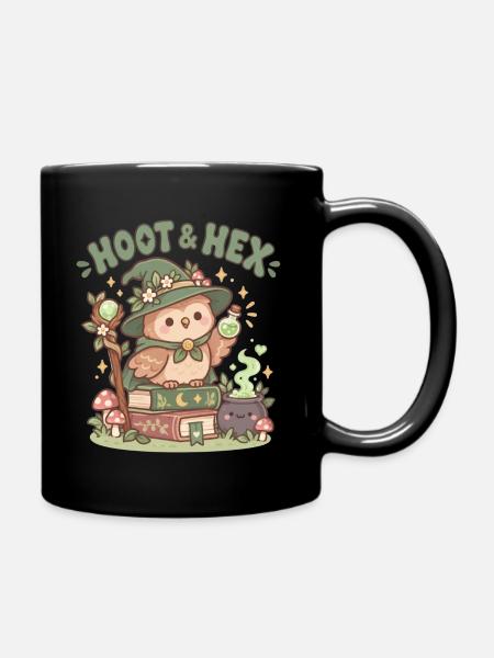 Hoot & Hex Waldzauber Eule - Tasse einfarbig - Schwarz