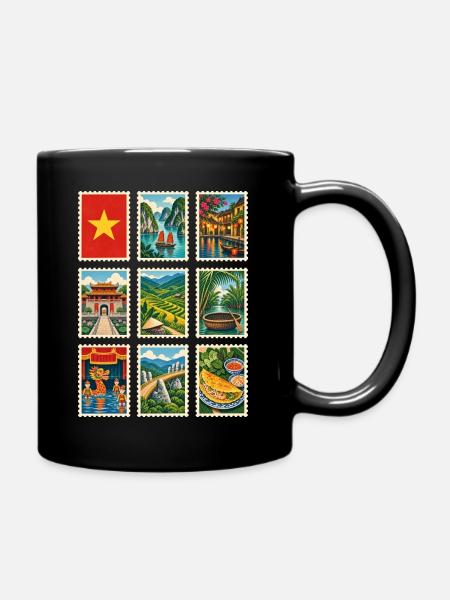 Vietnam Briefmarken - Tasse einfarbig - Schwarz