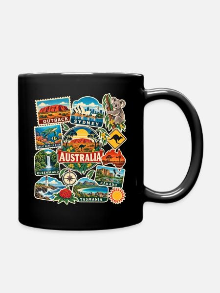 Australien Reisesticker - Tasse einfarbig - Schwarz